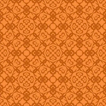 Orange Ornamental Seamless Line Pattern Stock Illustration