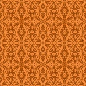 Orange Ornamental Seamless Line Pattern 스톡 일러스트