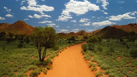 Orange outback road Stock Footage 95703784