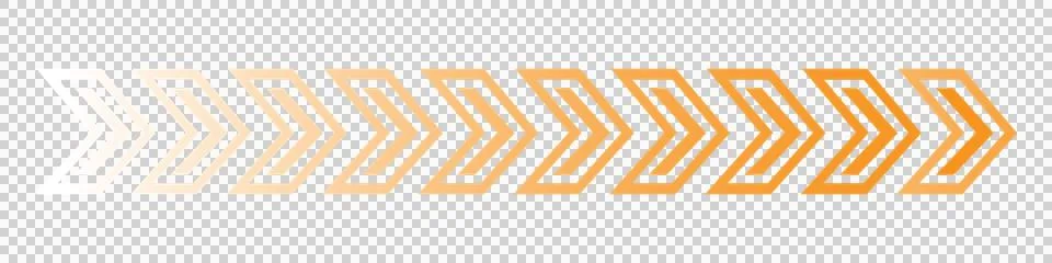 Orange outlined arrow gradient fade border isolated on transparent layer Stock Illustration