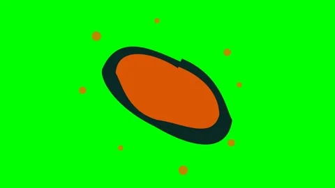 An orange oval shape with a dark outline floating on a bright green backgroun Video stock 341839091