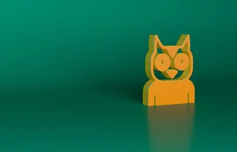 Orange Owl bird icon isolated on green background. Animal symbol. Minimalism Illustrazione stock