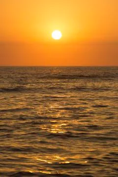 Orange Pacific sunset in Lima, Peru Stock Photos