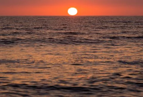 Orange Pacific sunset in Lima, Peru Stock Photos