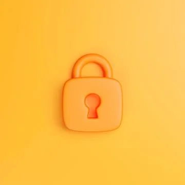Orange Padlock on Bright Yellow Background Stock Illustration