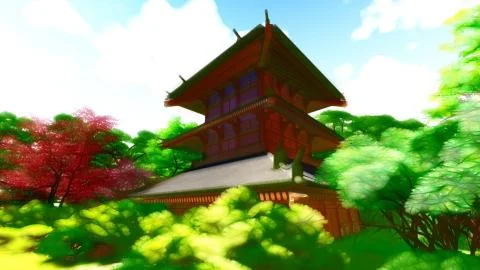 Orange Pagoda 스톡 일러스트