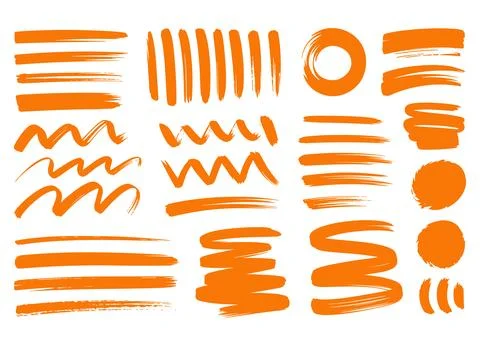 Orange Paint Brush Stroke Set for Creative Design and Art Projects. Stock Illustration