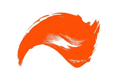 Orange Paint Brush Stroke on White. Abstract Dynamic Artistic Texture. Shape イラスト素材