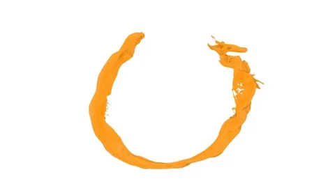 Orange paint flowing in circle counterclockwise - on white, + alpha (FULL HD) Video stock 73506116