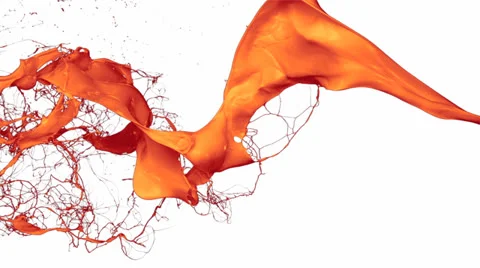 Orange paint splash in the air, Slow Motion Stock Footage 31819684