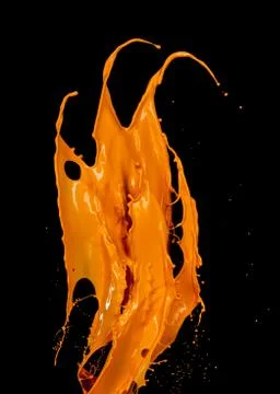 Orange paint splash on black background Stock Illustration