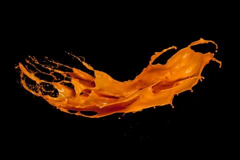 Orange paint splash on black background Stock Illustration