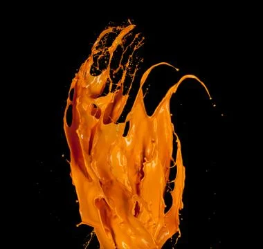 Orange paint splash on black background Stock Illustration