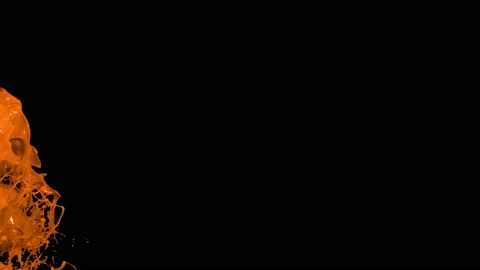 Orange paint splash thrown in slow motion, liquid isolated on black (4K) Stock Footage 137111148