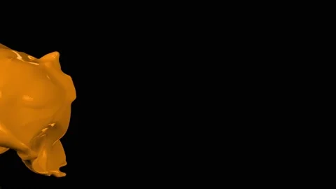 Orange paint splash thrown in slow motion, liquid isolated on black (4K) Stock Footage 137111234