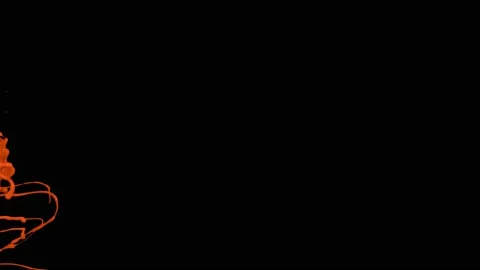 Orange paint splash thrown in slow motion, liquid isolated on black (4K) Stock Footage 137112084