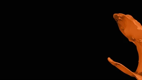 Orange paint splash thrown in slow motion, liquid isolated on black (4K) Stock Footage 137112270