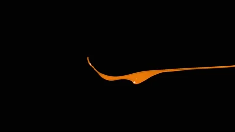 Orange paint splash thrown in slow motion, liquid isolated on black (4K) Stock Footage 137113206