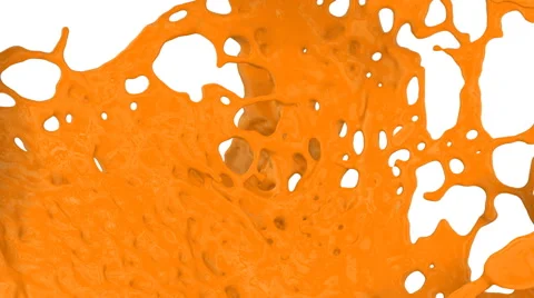 Orange paint splashing into screen - camera fly-through, with alpha (FULL HD) Stock Footage 54768763