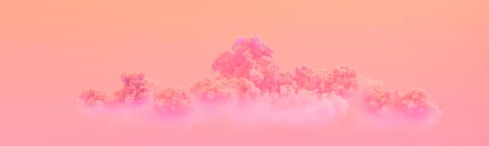 Orange panoramic clouds sunset background , digital nature 3D illustration Stock Illustration