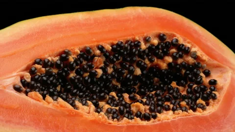 Orange papaya fruit rotating on black background. Stock Footage 169862077