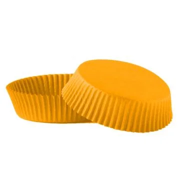 Orange paper baking forms for muffins and cupcakes Stock Photos