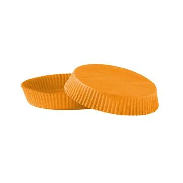 Orange paper baking forms for muffins and cupcakes Stock Photos
