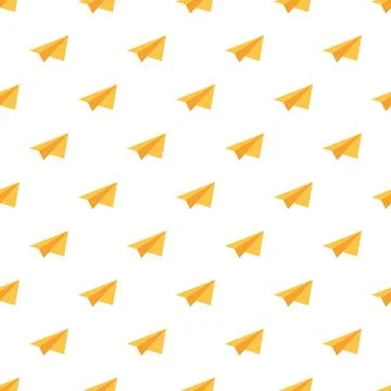 Orange paper planes creating a seamless travel pattern 스톡 일러스트