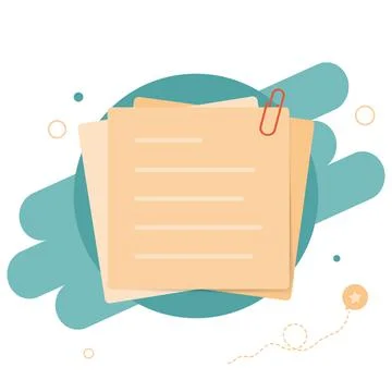 Orange paper stickers for notes, flat sticky note icons with clip elements Stock Illustration