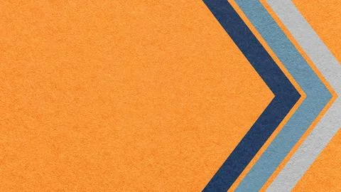 Orange paper texture background with blue chevron corner stripes and copy spa Stock Photos