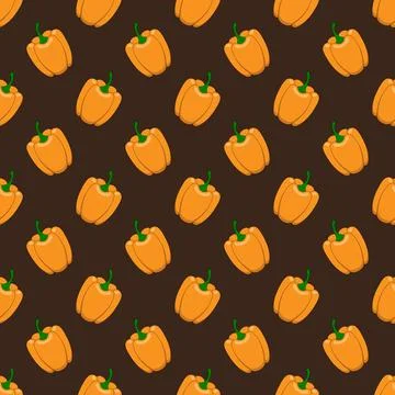 Orange paprika seamless vector pattern. Stock Illustration