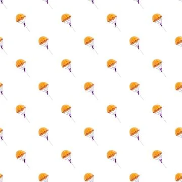 Orange parachutes flying in seamless pattern background Stock Illustration