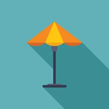 Orange parasol casting long shadow on turquoise background Stock Illustration