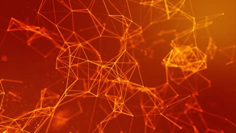 Orange Particle and Dot Line Background Animation Stock Footage 244501996