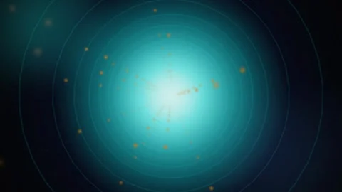 Orange particle core radar tracking seamless loop motion background Stock Footage 345938891