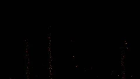 Orange Particles Bubbles on Black Background Stock Footage 131332636