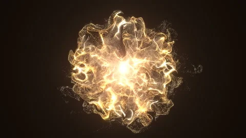 Orange particles Fire explosion in a 3D animation Stock Footage 233754755