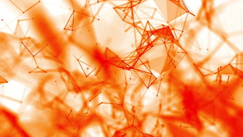 Orange particles interconnected, slowly moving on a white background. Abstract a Stock Footage 121411224