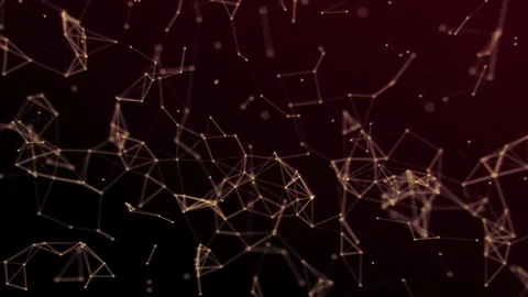 Orange particles with lines and dots in space. Stock Footage 246861430