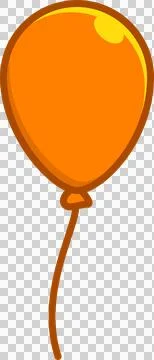 Orange party balloon is floating in flat design with tied knot, thin string, Stock Illustration