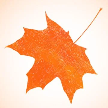 Orange pastel crayon vector autumn maple leaf background Stock Illustration
