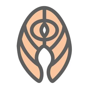 Orange pastel salmon slice flat イラスト素材