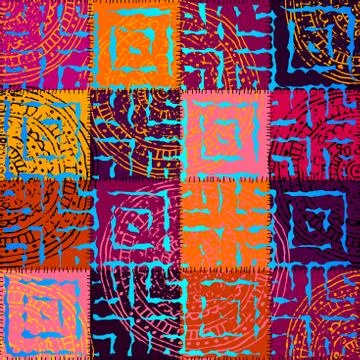 Orange patchwork with ornament Illustrazione stock