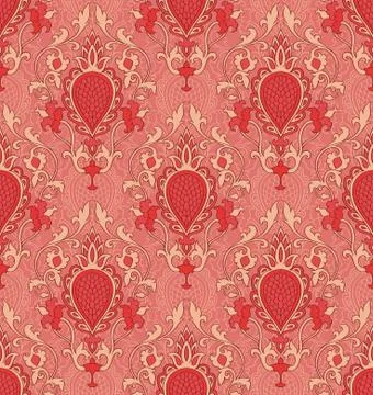 Orange pattern with damask. Stock Illustration