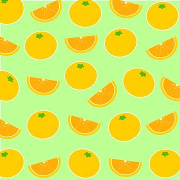 Orange pattern on green background. Illustrazione stock
