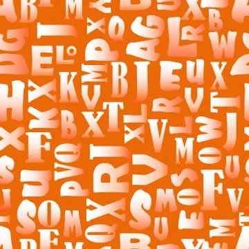 Orange patterns composed of gradient letters, seamless vector background in Stock Illustration