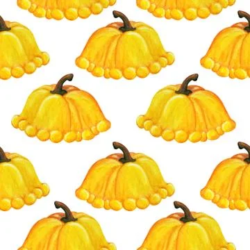 Orange pattypan squash seamless pattern Stock Illustration