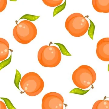 Orange peach fruit seamless vector pattern イラスト素材