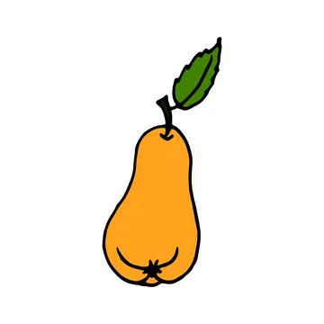 Orange pear on white isolated background hand-drawn. Vector illustration Stock Illustration