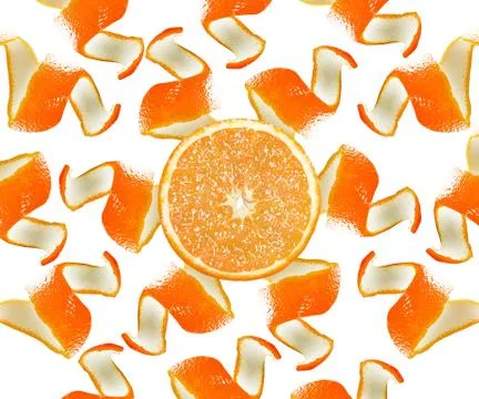 Orange peel and slice Stock Photos